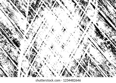 Grunge overlay layer. Abstract black and white vector background. Monochrome vintage surface with dirty pattern in cracks, spots, dots. Old wall in dark horror style design