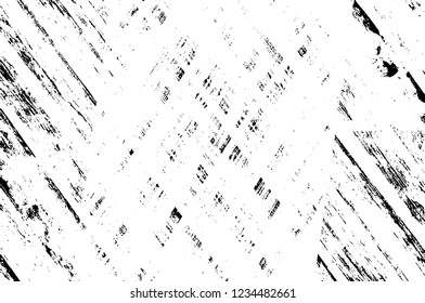 Grunge overlay layer. Abstract black and white vector background. Monochrome vintage surface with dirty pattern in cracks, spots, dots. Old wall in dark horror style design