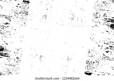 Grunge overlay layer. Abstract black and white vector background. Monochrome vintage surface with dirty pattern in cracks, spots, dots. Old wall in dark horror style design