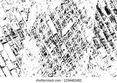 Grunge overlay layer. Abstract black and white vector background. Monochrome vintage surface with dirty pattern in cracks, spots, dots. Old wall in dark horror style design