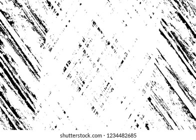 Grunge overlay layer. Abstract black and white vector background. Monochrome vintage surface with dirty pattern in cracks, spots, dots. Old wall in dark horror style design