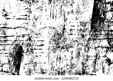 Grunge overlay layer. Abstract black and white vector background. Monochrome vintage surface with dirty pattern in cracks, spots, dots. Old wall in dark horror style design