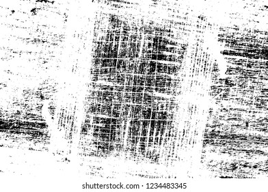 Grunge overlay layer. Abstract black and white vector background. Monochrome vintage surface with dirty pattern in cracks, spots, dots. Old wall in dark horror style design