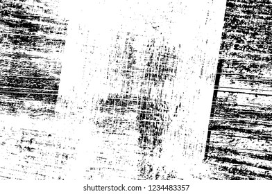 Grunge overlay layer. Abstract black and white vector background. Monochrome vintage surface with dirty pattern in cracks, spots, dots. Old wall in dark horror style design