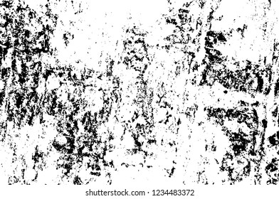 Grunge overlay layer. Abstract black and white vector background. Monochrome vintage surface with dirty pattern in cracks, spots, dots. Old wall in dark horror style design