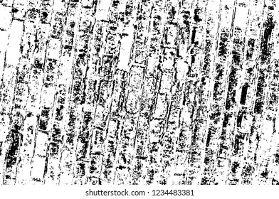 Grunge overlay layer. Abstract black and white vector background. Monochrome vintage surface with dirty pattern in cracks, spots, dots. Old wall in dark horror style design