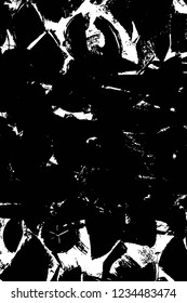 Grunge overlay layer. Abstract black and white vector background. Monochrome vintage surface with dirty pattern in cracks, spots, dots. Old wall in dark horror style design