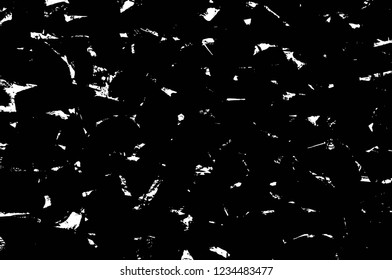 Grunge overlay layer. Abstract black and white vector background. Monochrome vintage surface with dirty pattern in cracks, spots, dots. Old wall in dark horror style design