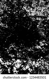 Grunge overlay layer. Abstract black and white vector background. Monochrome vintage surface with dirty pattern in cracks, spots, dots. Old wall in dark horror style design