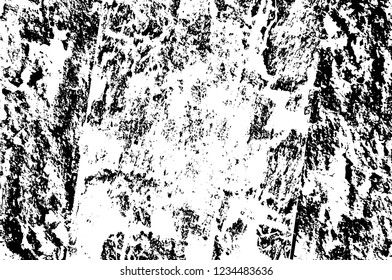 Grunge overlay layer. Abstract black and white vector background. Monochrome vintage surface with dirty pattern in cracks, spots, dots. Old wall in dark horror style design
