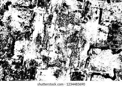 Grunge overlay layer. Abstract black and white vector background. Monochrome vintage surface with dirty pattern in cracks, spots, dots. Old wall in dark horror style design