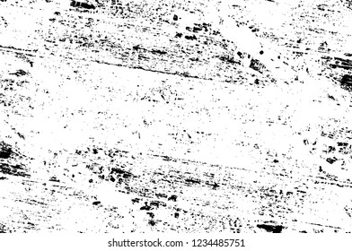 Grunge overlay layer. Abstract black and white vector background. Monochrome vintage surface with dirty pattern in cracks, spots, dots. Old wall in dark horror style design