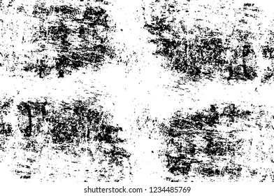 Grunge overlay layer. Abstract black and white vector background. Monochrome vintage surface with dirty pattern in cracks, spots, dots. Old wall in dark horror style design