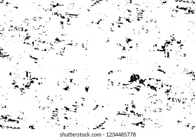 Grunge overlay layer. Abstract black and white vector background. Monochrome vintage surface with dirty pattern in cracks, spots, dots. Old wall in dark horror style design