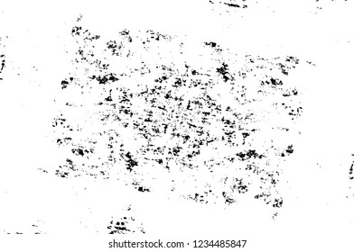 Grunge overlay layer. Abstract black and white vector background. Monochrome vintage surface with dirty pattern in cracks, spots, dots. Old wall in dark horror style design