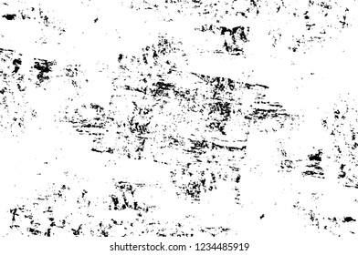 Grunge overlay layer. Abstract black and white vector background. Monochrome vintage surface with dirty pattern in cracks, spots, dots. Old wall in dark horror style design