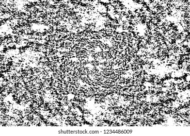 Grunge overlay layer. Abstract black and white vector background. Monochrome vintage surface with dirty pattern in cracks, spots, dots. Old wall in dark horror style design