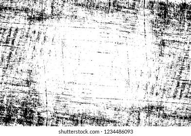 Grunge overlay layer. Abstract black and white vector background. Monochrome vintage surface with dirty pattern in cracks, spots, dots. Old wall in dark horror style design