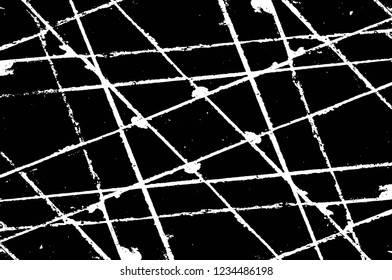 Grunge overlay layer. Abstract black and white vector background. Monochrome vintage surface with dirty pattern in cracks, spots, dots. Old wall in dark horror style design