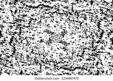 Grunge overlay layer. Abstract black and white vector background. Monochrome vintage surface with dirty pattern in cracks, spots, dots. Old wall in dark horror style design