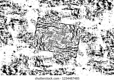 Grunge overlay layer. Abstract black and white vector background. Monochrome vintage surface with dirty pattern in cracks, spots, dots. Old wall in dark horror style design