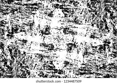 Grunge overlay layer. Abstract black and white vector background. Monochrome vintage surface with dirty pattern in cracks, spots, dots. Old wall in dark horror style design