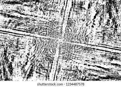 Grunge overlay layer. Abstract black and white vector background. Monochrome vintage surface with dirty pattern in cracks, spots, dots. Old wall in dark horror style design