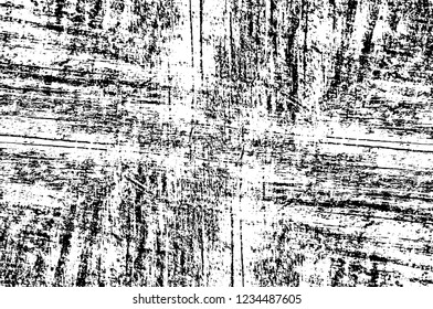 Grunge overlay layer. Abstract black and white vector background. Monochrome vintage surface with dirty pattern in cracks, spots, dots. Old wall in dark horror style design