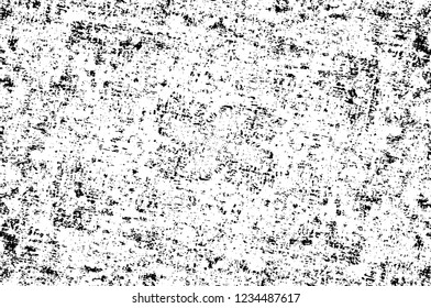 Grunge overlay layer. Abstract black and white vector background. Monochrome vintage surface with dirty pattern in cracks, spots, dots. Old wall in dark horror style design