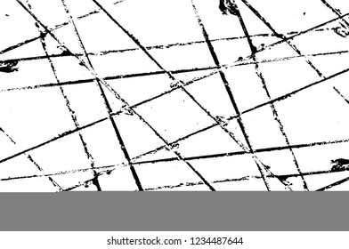 Grunge overlay layer. Abstract black and white vector background. Monochrome vintage surface with dirty pattern in cracks, spots, dots. Old wall in dark horror style design