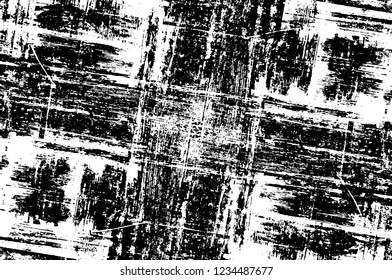 Grunge overlay layer. Abstract black and white vector background. Monochrome vintage surface with dirty pattern in cracks, spots, dots. Old wall in dark horror style design