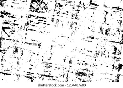 Grunge overlay layer. Abstract black and white vector background. Monochrome vintage surface with dirty pattern in cracks, spots, dots. Old wall in dark horror style design