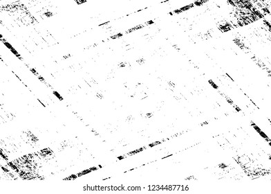 Grunge overlay layer. Abstract black and white vector background. Monochrome vintage surface with dirty pattern in cracks, spots, dots. Old wall in dark horror style design