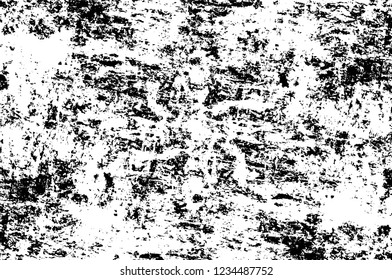 Grunge overlay layer. Abstract black and white vector background. Monochrome vintage surface with dirty pattern in cracks, spots, dots. Old wall in dark horror style design