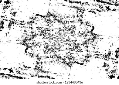 Grunge overlay layer. Abstract black and white vector background. Monochrome vintage surface with dirty pattern in cracks, spots, dots. Old wall in dark horror style design