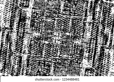 Grunge overlay layer. Abstract black and white vector background. Monochrome vintage surface with dirty pattern in cracks, spots, dots. Old wall in dark horror style design