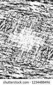 Grunge overlay layer. Abstract black and white vector background. Monochrome vintage surface with dirty pattern in cracks, spots, dots. Old wall in dark horror style design