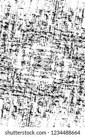 Grunge overlay layer. Abstract black and white vector background. Monochrome vintage surface with dirty pattern in cracks, spots, dots. Old wall in dark horror style design