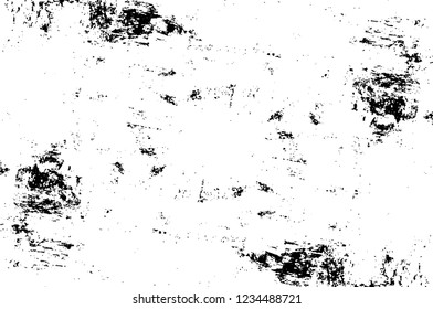 Grunge overlay layer. Abstract black and white vector background. Monochrome vintage surface with dirty pattern in cracks, spots, dots. Old wall in dark horror style design