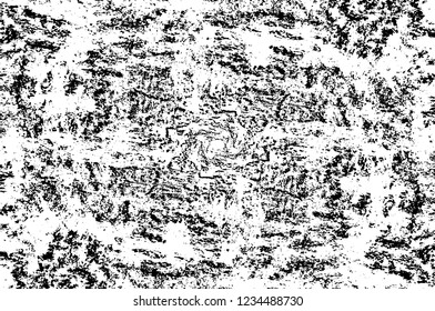 Grunge overlay layer. Abstract black and white vector background. Monochrome vintage surface with dirty pattern in cracks, spots, dots. Old wall in dark horror style design