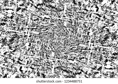 Grunge overlay layer. Abstract black and white vector background. Monochrome vintage surface with dirty pattern in cracks, spots, dots. Old wall in dark horror style design