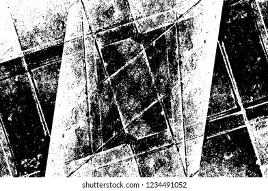 Grunge overlay layer. Abstract black and white vector background. Monochrome vintage surface with dirty pattern in cracks, spots, dots. Old wall in dark horror style design