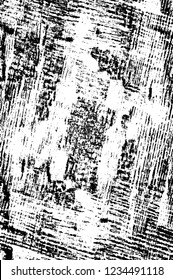 Grunge overlay layer. Abstract black and white vector background. Monochrome vintage surface with dirty pattern in cracks, spots, dots. Old wall in dark horror style design