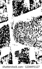 Grunge overlay layer. Abstract black and white vector background. Monochrome vintage surface with dirty pattern in cracks, spots, dots. Old wall in dark horror style design