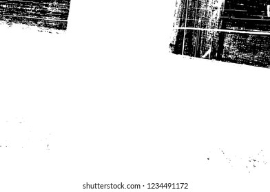 Grunge overlay layer. Abstract black and white vector background. Monochrome vintage surface with dirty pattern in cracks, spots, dots. Old wall in dark horror style design