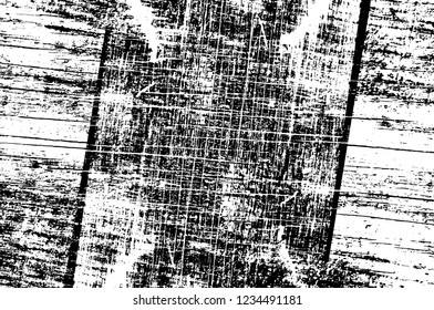 Grunge overlay layer. Abstract black and white vector background. Monochrome vintage surface with dirty pattern in cracks, spots, dots. Old wall in dark horror style design