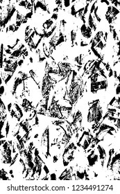 Grunge overlay layer. Abstract black and white vector background. Monochrome vintage surface with dirty pattern in cracks, spots, dots. Old wall in dark horror style design