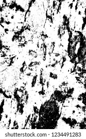 Grunge overlay layer. Abstract black and white vector background. Monochrome vintage surface with dirty pattern in cracks, spots, dots. Old wall in dark horror style design