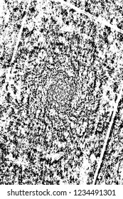 Grunge overlay layer. Abstract black and white vector background. Monochrome vintage surface with dirty pattern in cracks, spots, dots. Old wall in dark horror style design