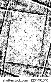 Grunge overlay layer. Abstract black and white vector background. Monochrome vintage surface with dirty pattern in cracks, spots, dots. Old wall in dark horror style design